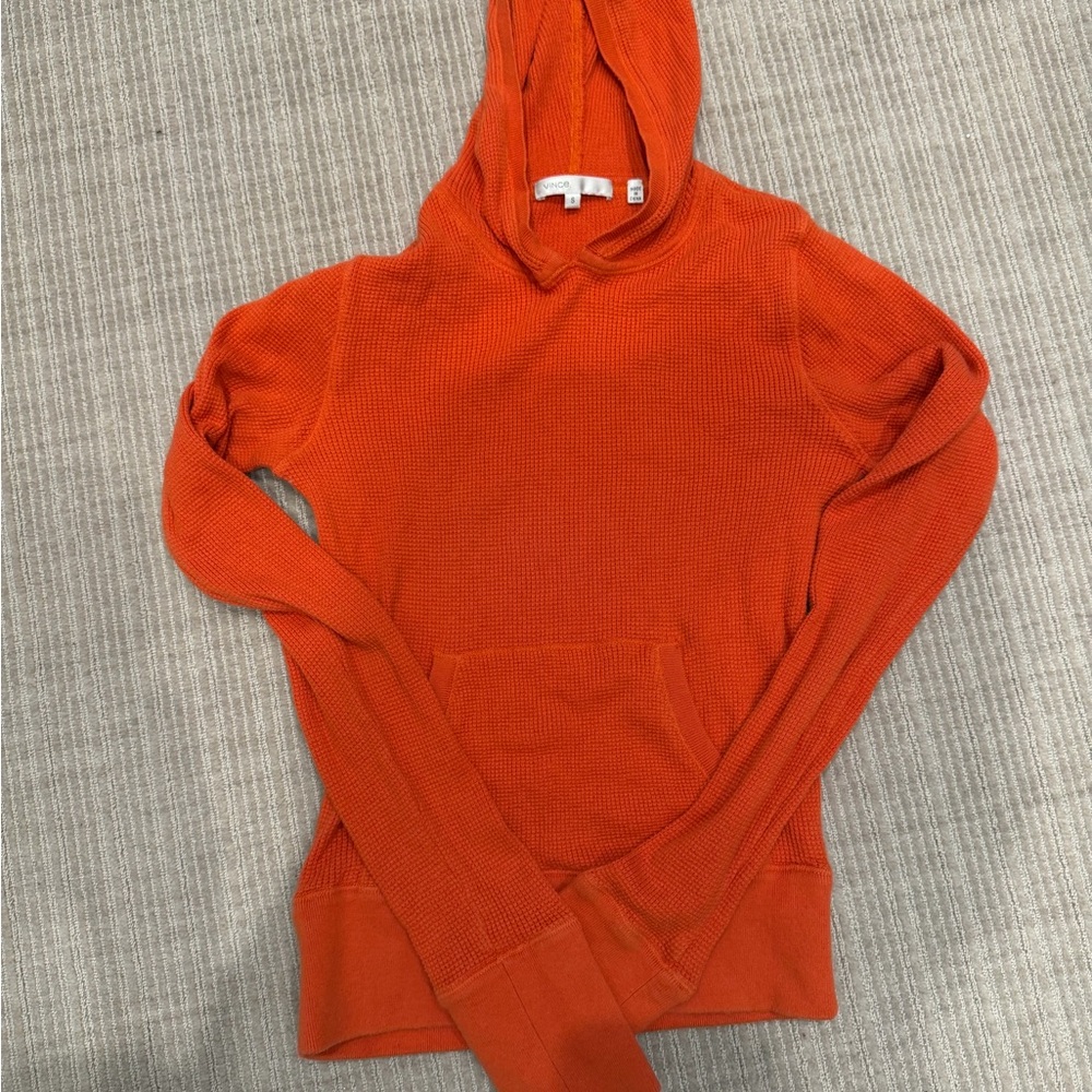 Vince Orange Hooded Long Sleeve Fitted Top - size S